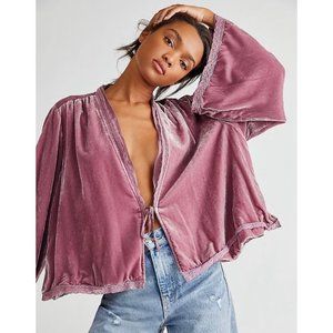 NWT Free People Velvet Bed Jacket Pressed Flowers